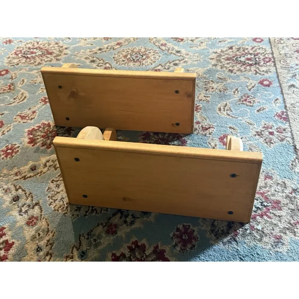 Pair Of Vintage Solid Wood Wall Shelf 5 Heart Cutouts Country Cottage 12x5x7